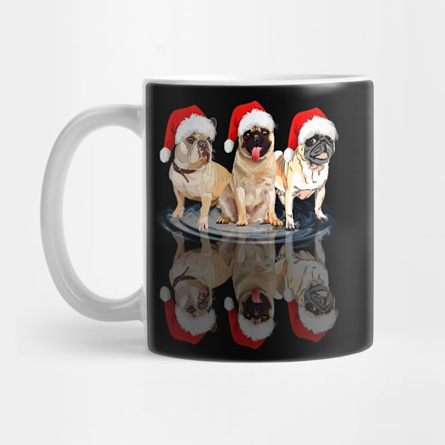 Shadow Pugs Dog Christmas Sweatershirt Cute Pugs Santar Hat Gift T-Shirt by kimmygoderteart